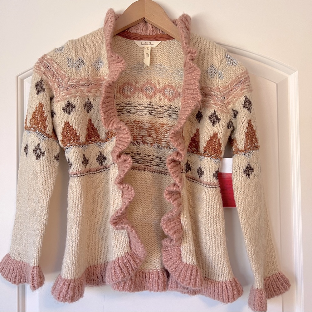 Matilda Jane Cream and Pink Ruffled Sweater